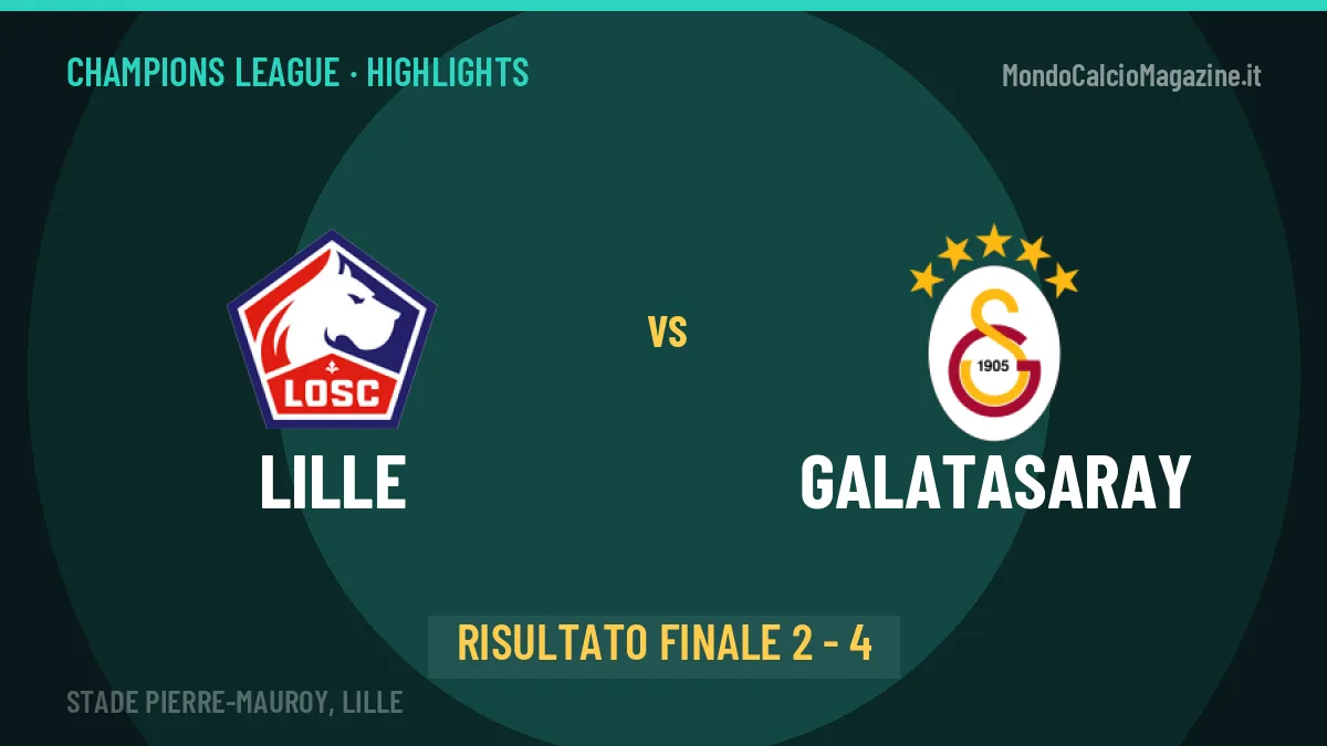 Lille-Galatasaray 2-4: highlights, video, azioni e gol del match