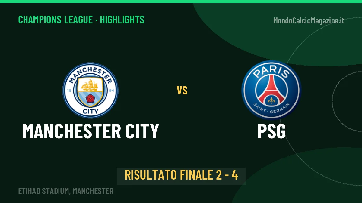 Manchester City-PSG highlights: video, marcatori e statistiche