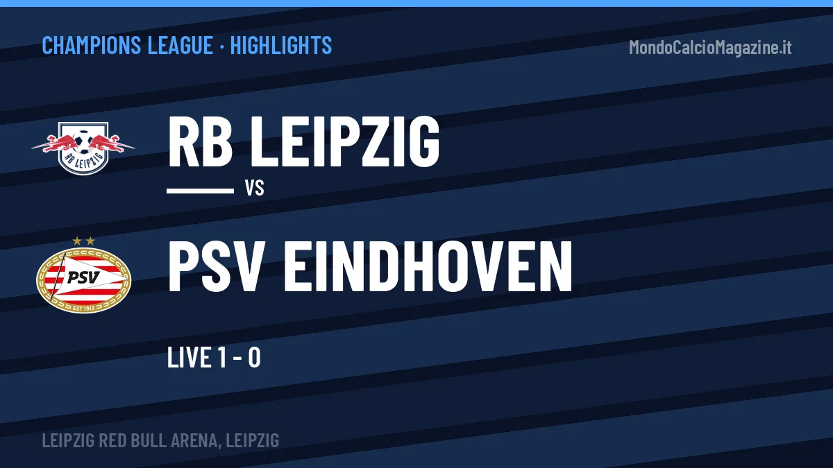 Video RB Leipzig-PSV Eindhoven: highlights e gol della partita di Champions League