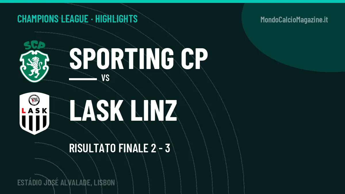 Gol e highlights di Sporting CP-Lask Linz 2-3: guarda la sintesi
