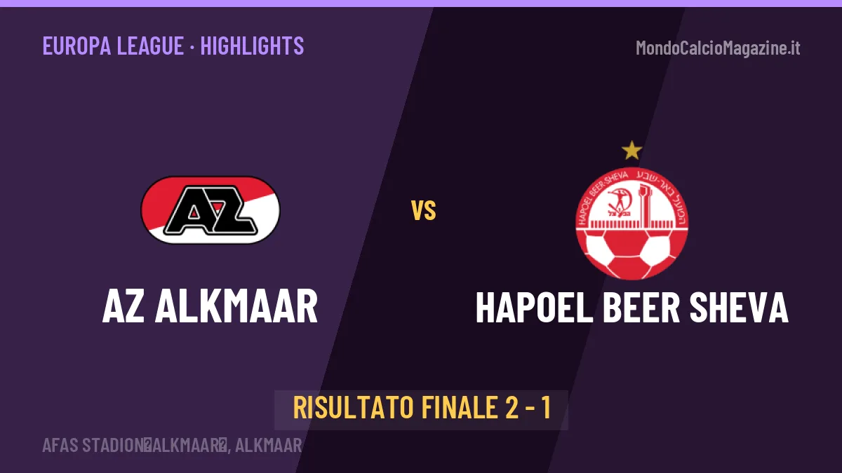 AZ Alkmaar-Hapoel Beer Sheva, sintesi e gol: gli highlights di Europa League