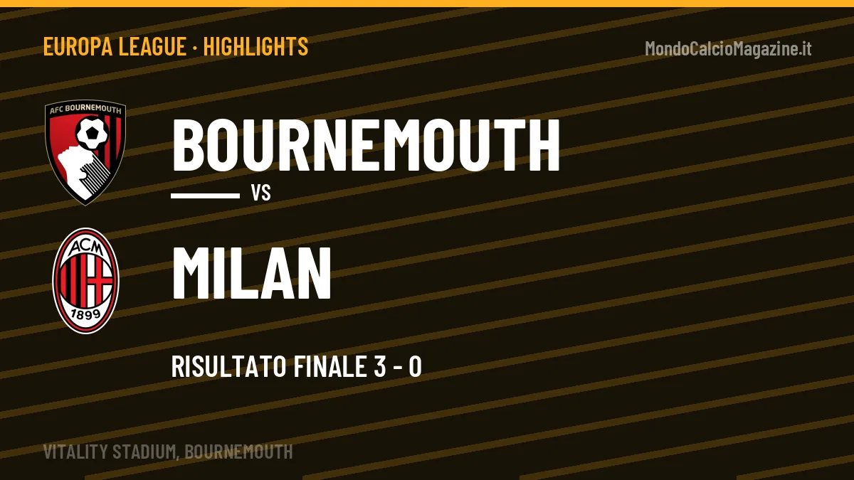 Highlights Europa League: Bournemouth-Milan 3-0 in video