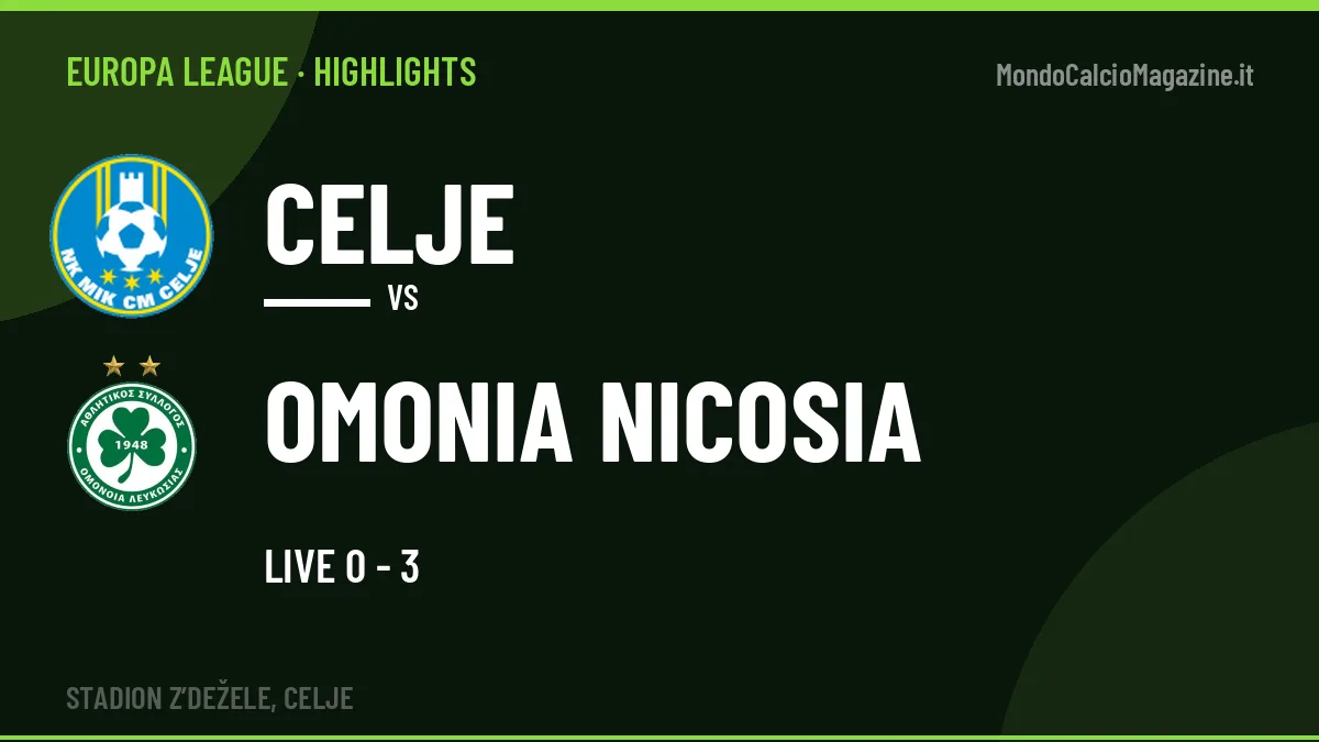Video Celje-Omonia Nicosia: highlights e gol della partita di Europa League
