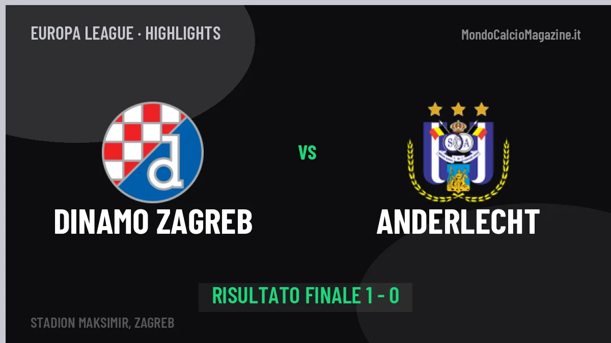 Dinamo Zagreb-Anderlecht 1-0: video gol, azioni salienti e statistiche