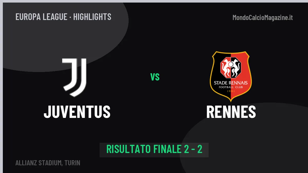 Juventus-Rennes: il video degli highlights e il tabellino (2-2)