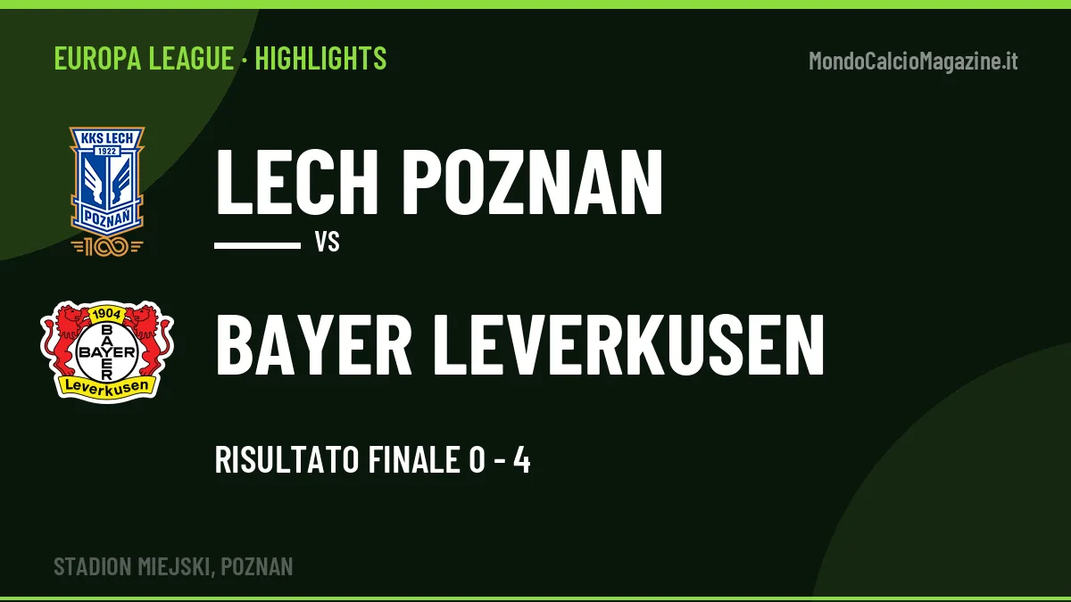 Highlights e gol Lech Poznan-Bayer Leverkusen: la sintesi della 2ª giornata