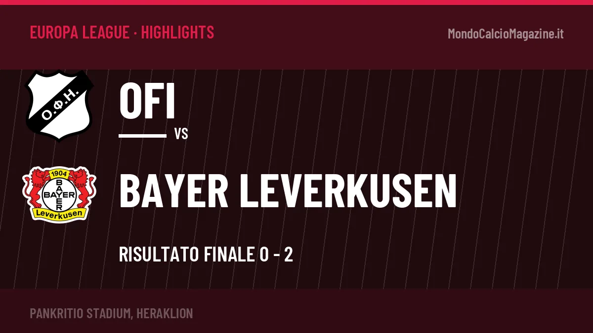 Highlights e gol OFI-Bayer Leverkusen: la sintesi della 3ª giornata