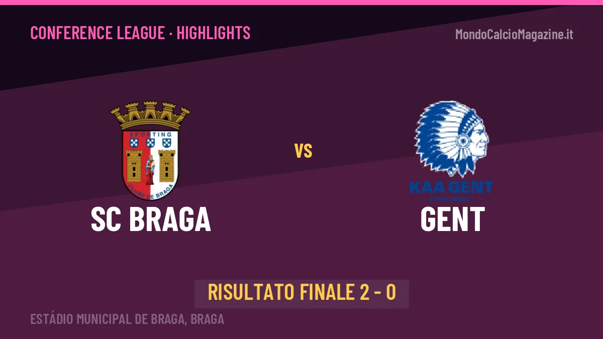 SC Braga-Gent 2-0: video gol, azioni salienti e statistiche
