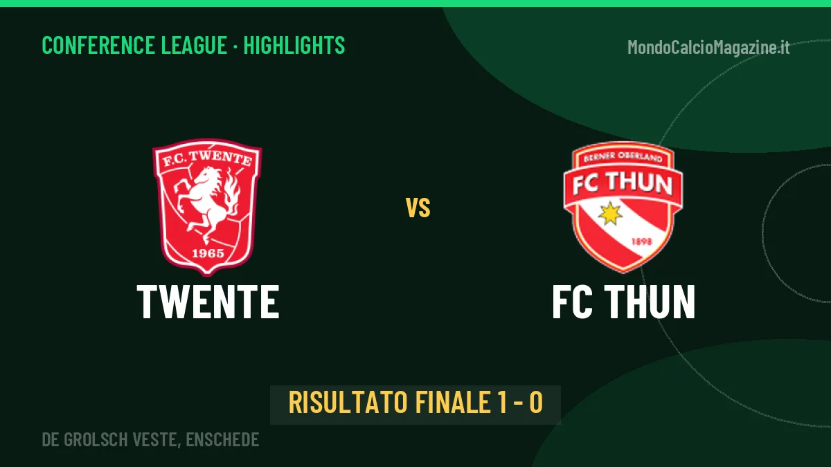 Twente-FC Thun: il video degli highlights e il tabellino (1-0)