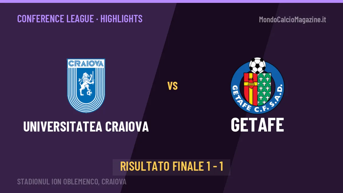 Universitatea Craiova-Getafe highlights: video, marcatori e statistiche