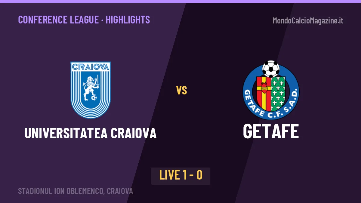 Universitatea Craiova-Getafe highlights: video, marcatori e statistiche