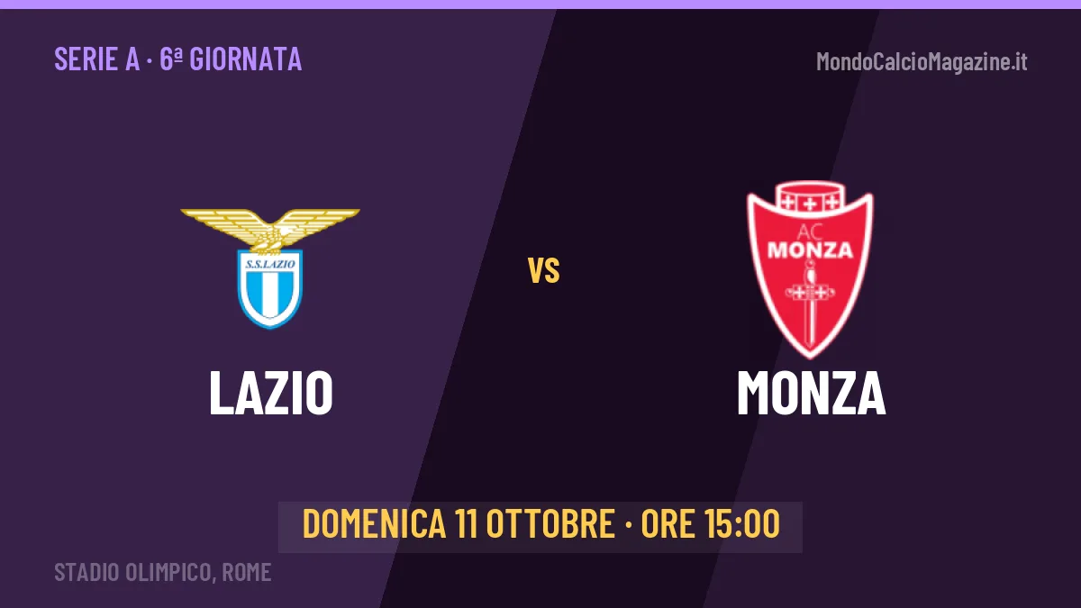 Lazio Monza in streaming: dove vedere la partita, orario e probabili formazioni