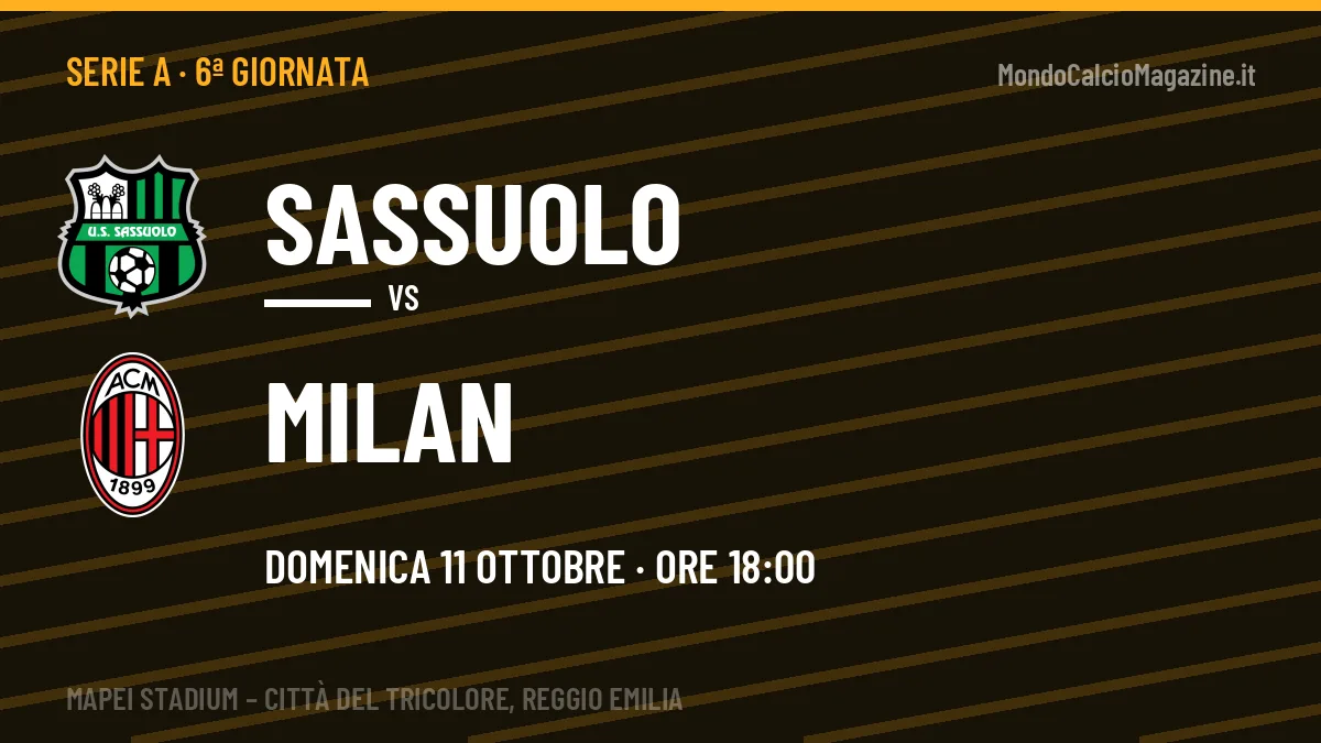 Sassuolo Milan in streaming: dove vedere la partita, orario e probabili formazioni