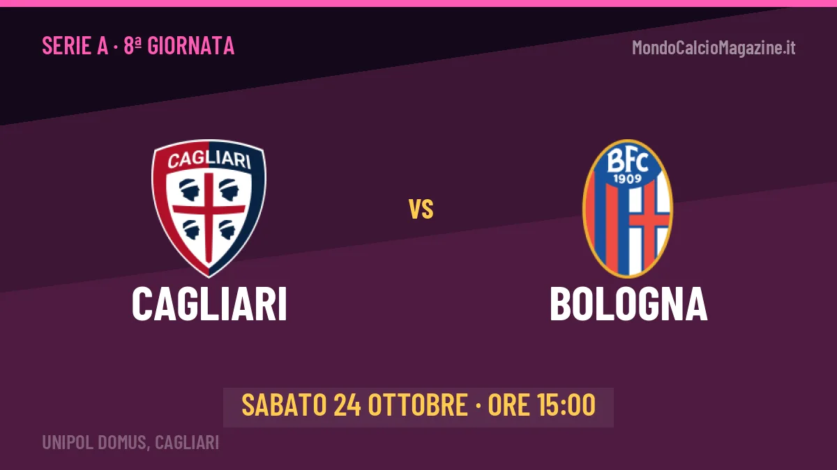 Dove vedere Cagliari-Bologna in TV e streaming: orario, canale e formazioni