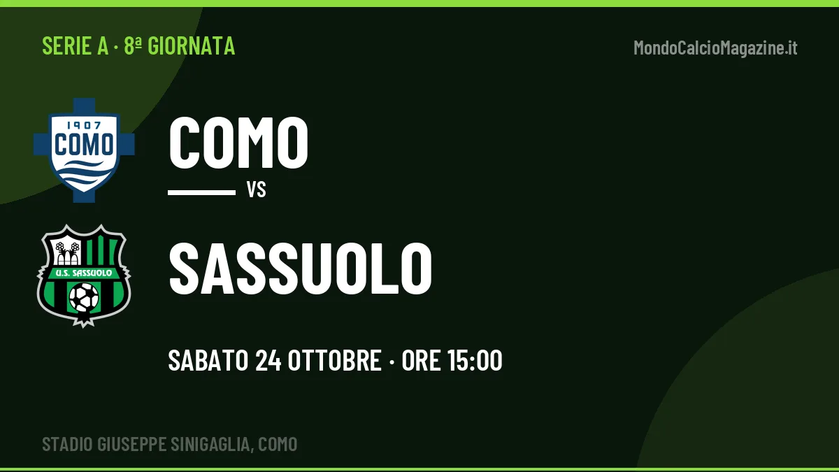 Como-Sassuolo (sab 24/10 ore 15:00): probabili formazioni, statistiche e quote
