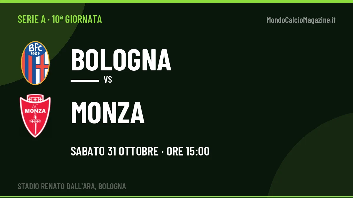 Bologna Monza in streaming: dove vedere la partita, orario e probabili formazioni