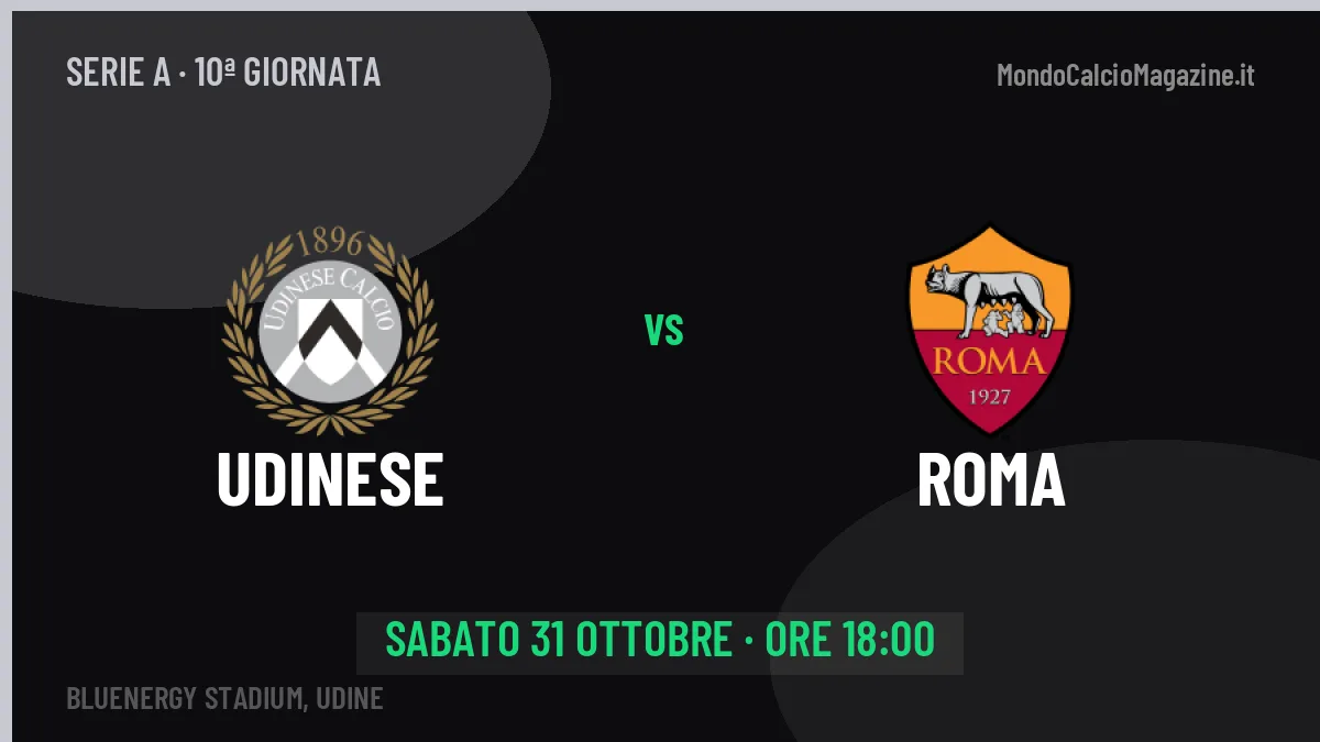 Udinese Roma in streaming: dove vedere la partita, orario e probabili formazioni