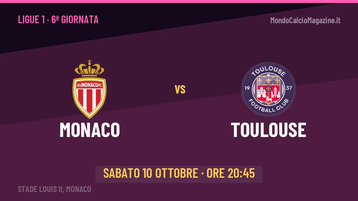 Monaco-Toulouse, Ligue 1: probabili formazioni, quote e dove vedere la partita in TV e streaming