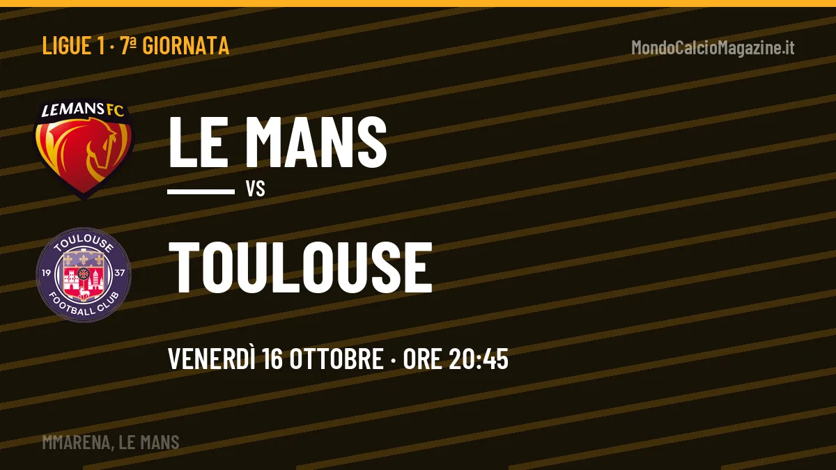 Le Mans-Toulouse Ligue 1 7ª giornata: orario, TV, streaming e probabili formazioni