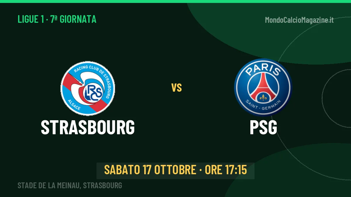 Strasbourg-PSG Ligue 1 7ª giornata: orario, TV, streaming e probabili formazioni