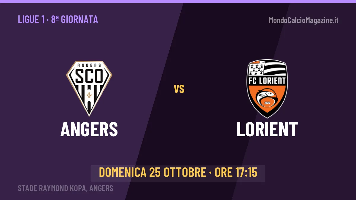 Angers-Lorient Ligue 1 8ª giornata: orario, TV, streaming e probabili formazioni