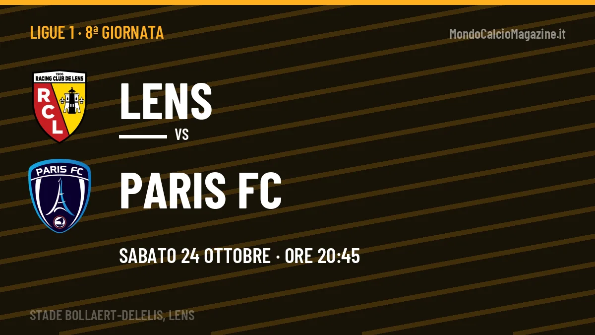 Lens-Paris FC (sab 24/10 ore 20:45): probabili formazioni, statistiche e quote