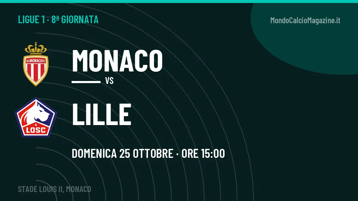 Monaco-Lille (dom 25/10 ore 15:00): probabili formazioni, statistiche e quote