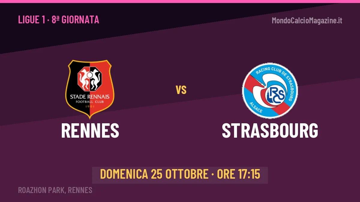 Rennes-Strasbourg (dom 25/10 ore 17:15): probabili formazioni, statistiche e quote