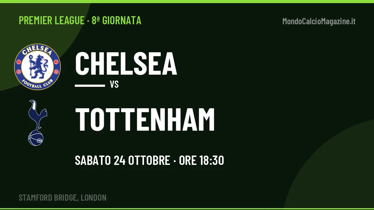 Chelsea-Tottenham (sab 24/10 ore 18:30): probabili formazioni, statistiche e quote