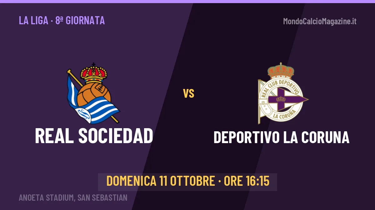 Probabili formazioni Real Sociedad Deportivo La Coruna: chi gioca, quote e pronostico