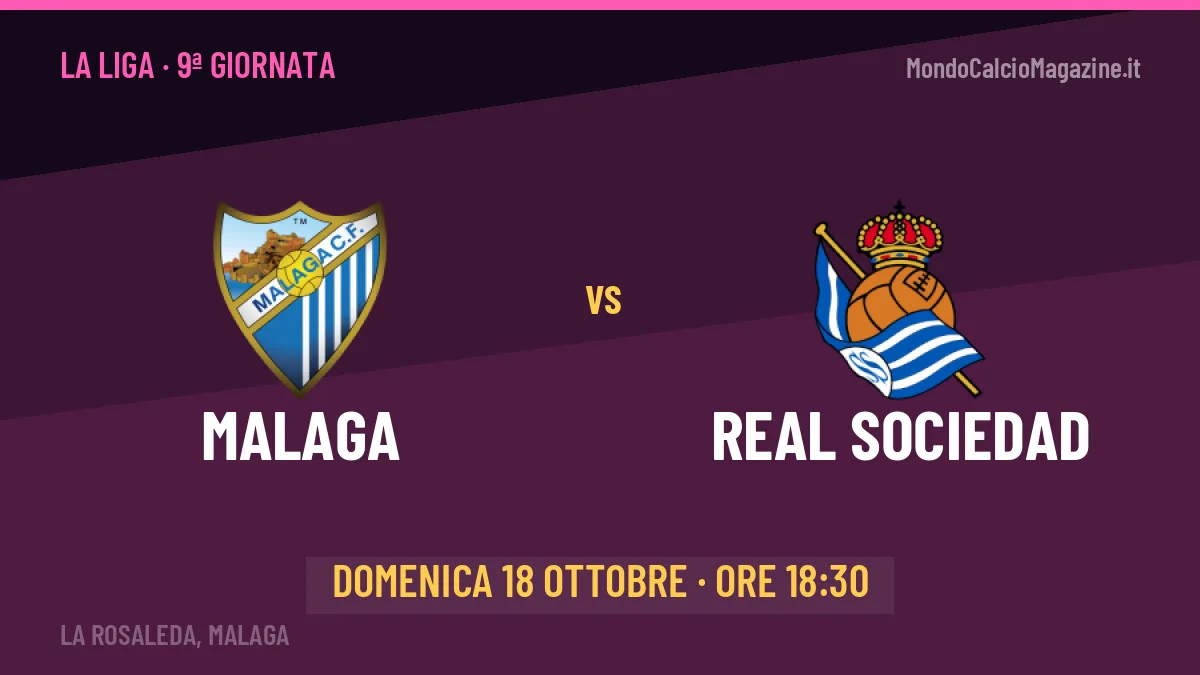 Malaga-Real Sociedad in TV: a che ora si gioca, dove vederla e probabili formazioni