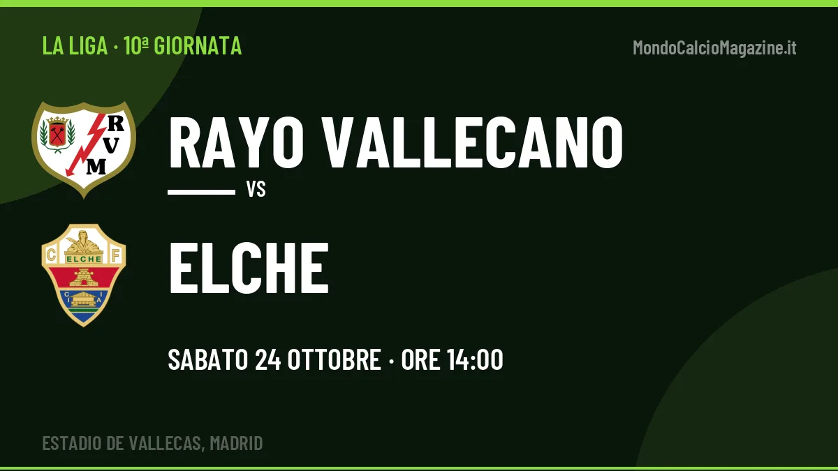 Dove vedere Rayo Vallecano-Elche in TV e streaming: orario, canale e formazioni