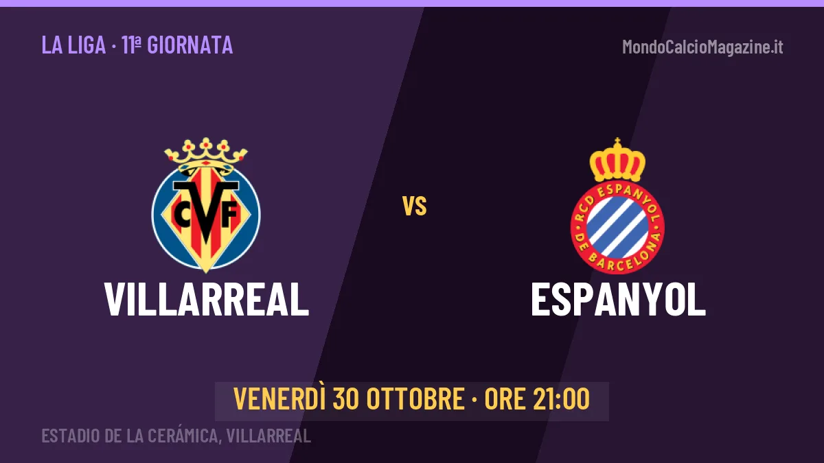 Villarreal Espanyol in streaming: dove vedere la partita, orario e probabili formazioni