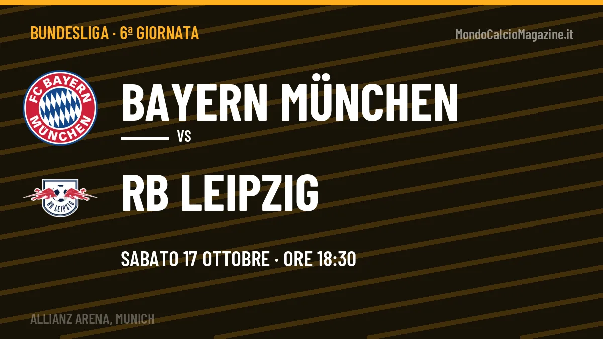 Bayern München-RB Leipzig in TV: a che ora si gioca, dove vederla e probabili formazioni