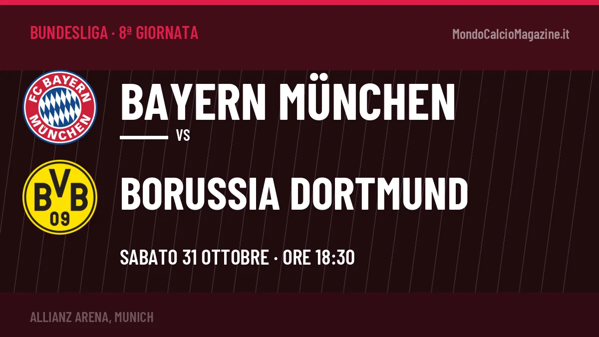 Dove vedere Bayern München-Borussia Dortmund in TV e streaming: orario, canale e formazioni
