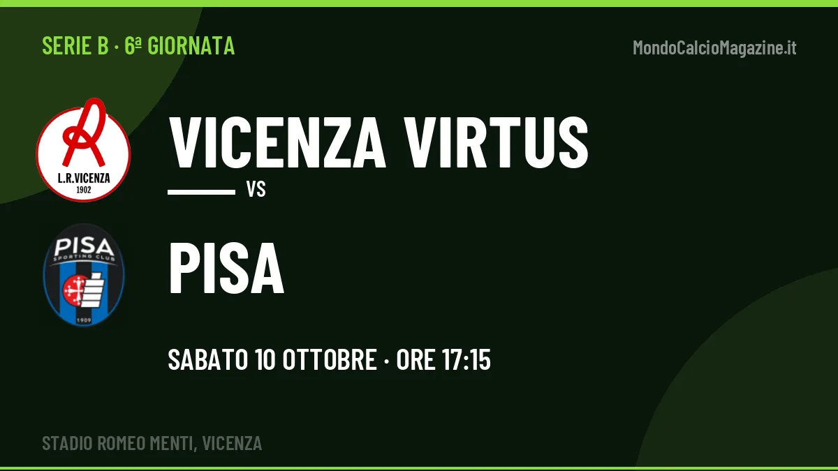 Probabili formazioni Vicenza Virtus Pisa: chi gioca, quote e pronostico