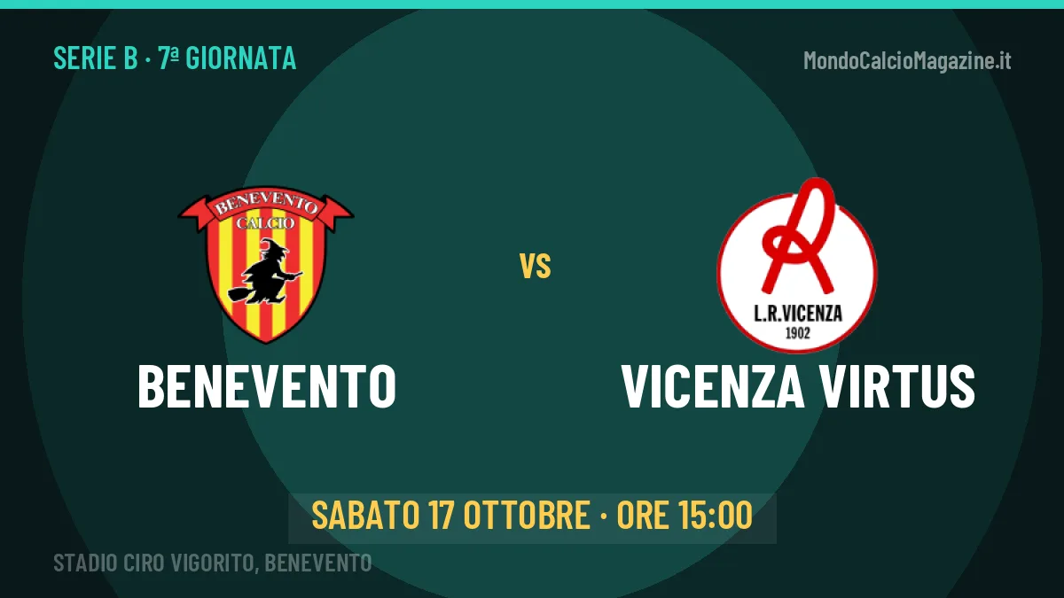 Benevento-Vicenza Virtus in TV: a che ora si gioca, dove vederla e probabili formazioni