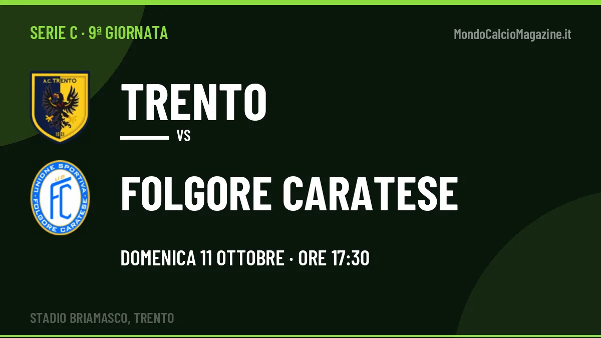 Probabili formazioni Trento Folgore Caratese: chi gioca, quote e pronostico