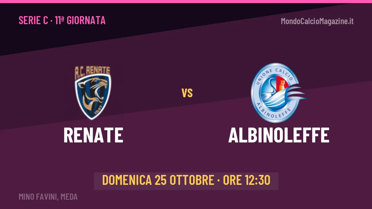 Dove vedere Renate-Albinoleffe in TV e streaming: orario, canale e formazioni
