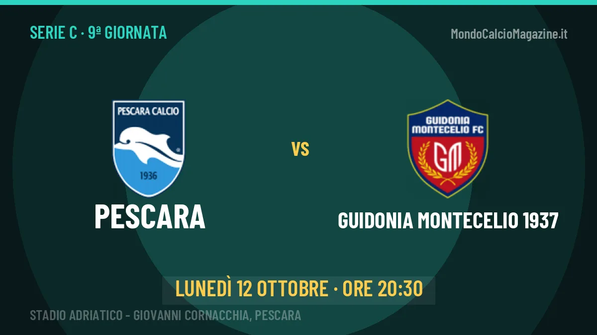 Pescara Guidonia Montecelio 1937 in streaming: dove vedere la partita, orario e probabili formazioni