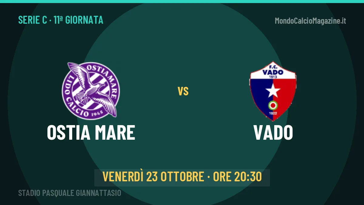 Dove vedere Ostia Mare-Vado in TV e streaming: orario, canale e formazioni