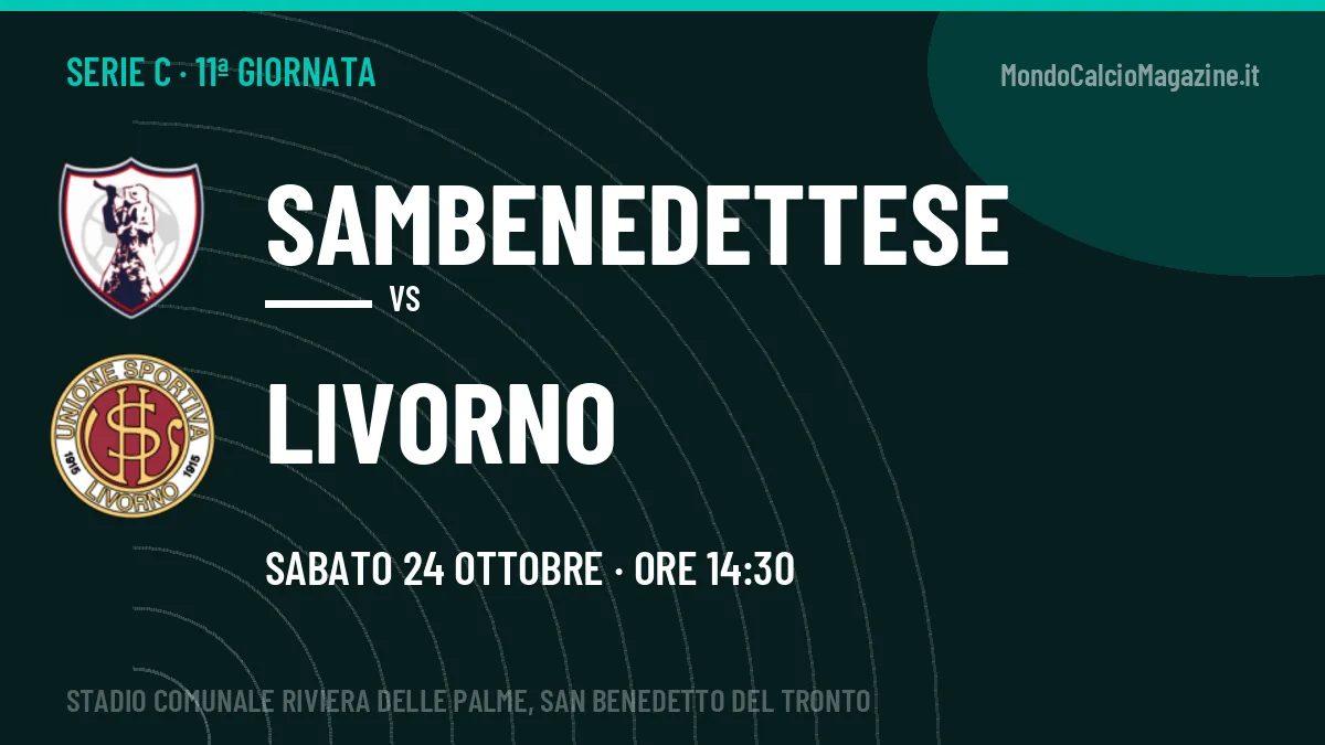 Dove vedere Sambenedettese-Livorno in TV e streaming: orario, canale e formazioni