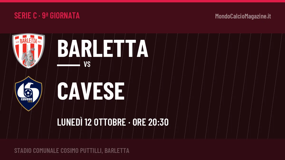Probabili formazioni Barletta Cavese: chi gioca, quote e pronostico