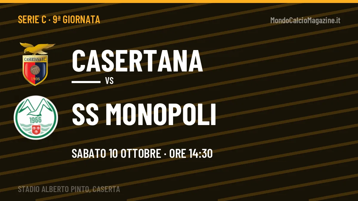 Casertana-SS Monopoli, Serie C: probabili formazioni, quote e dove vedere la partita in TV e streaming