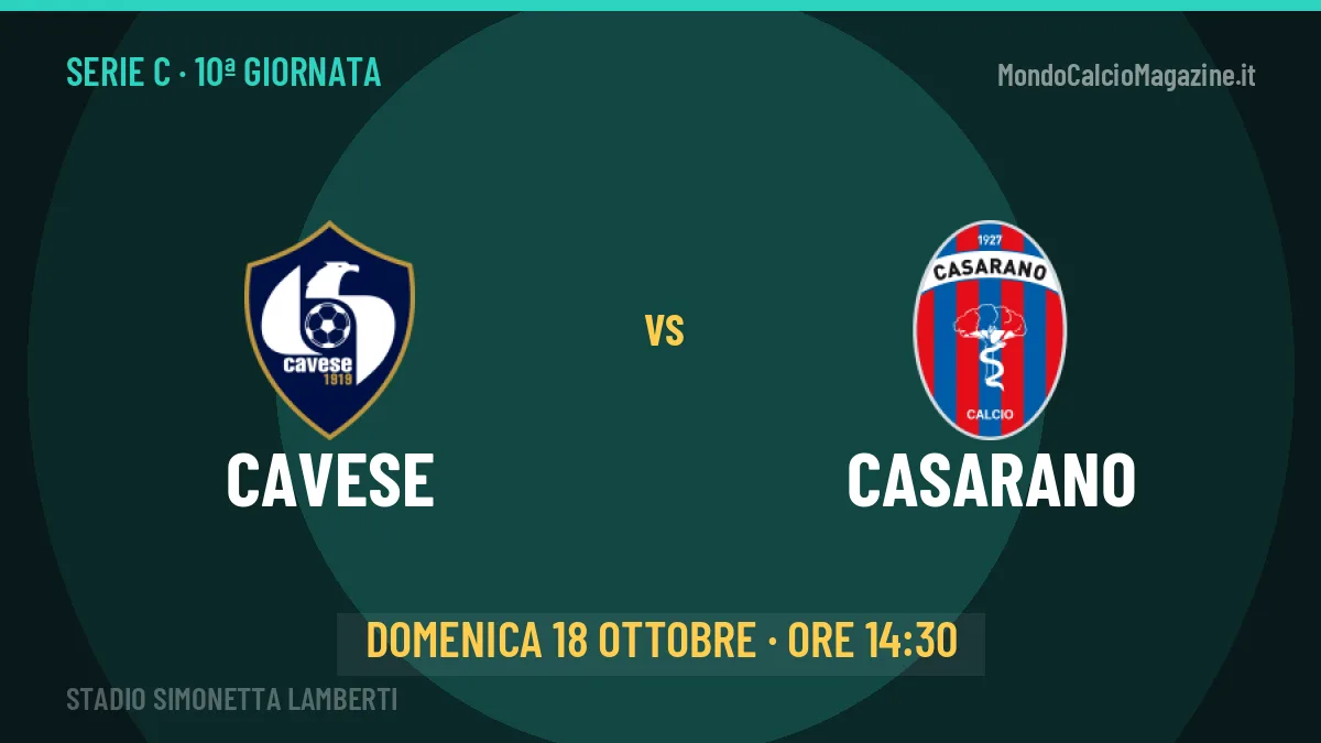 Quote Cavese Casarano e pronostico: cosa dicono i bookmaker e dove vederla