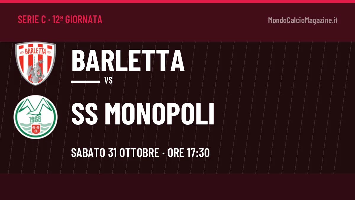 Barletta SS Monopoli in streaming: dove vedere la partita, orario e probabili formazioni