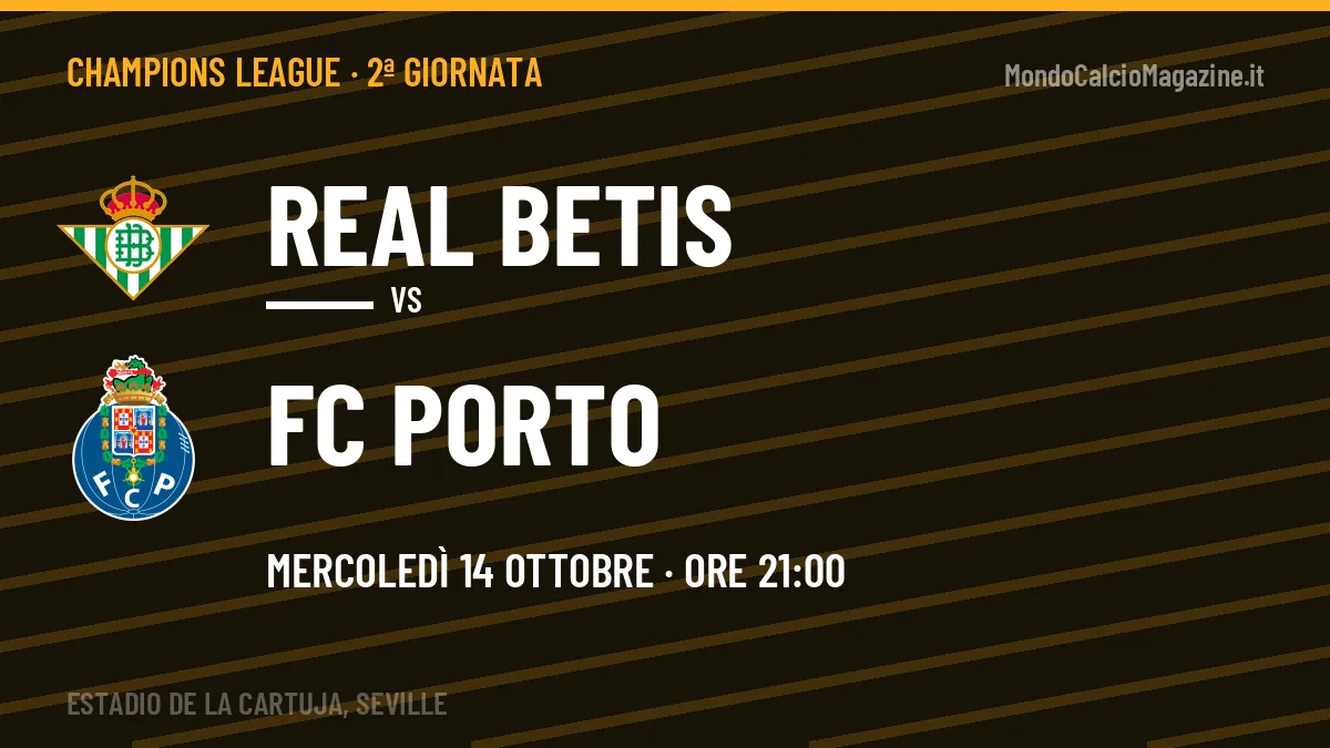 Dove vedere Real Betis-FC Porto in TV e streaming: orario, canale e formazioni