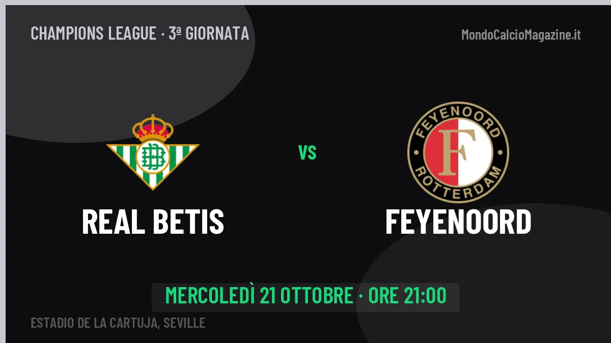 Probabili formazioni Real Betis Feyenoord: chi gioca, quote e pronostico