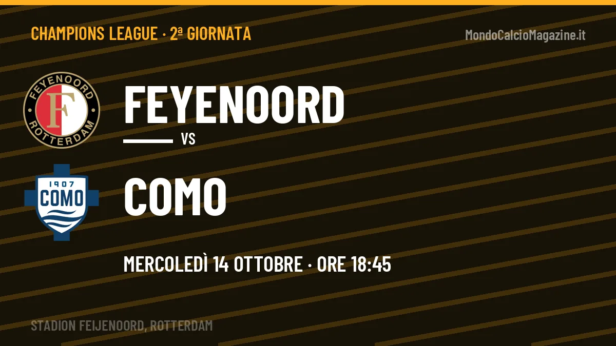Feyenoord-Como: pronostico, quote e dove vedere il match in diretta
