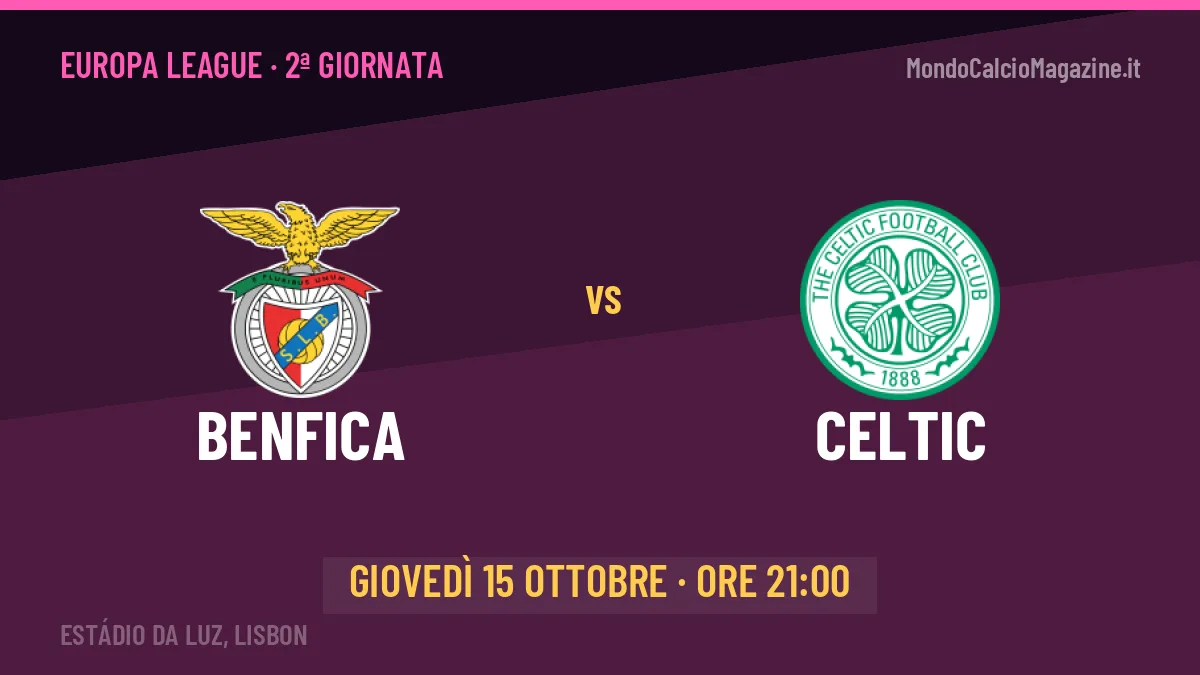 Benfica-Celtic (gio 15/10 ore 21:00): probabili formazioni, statistiche e quote
